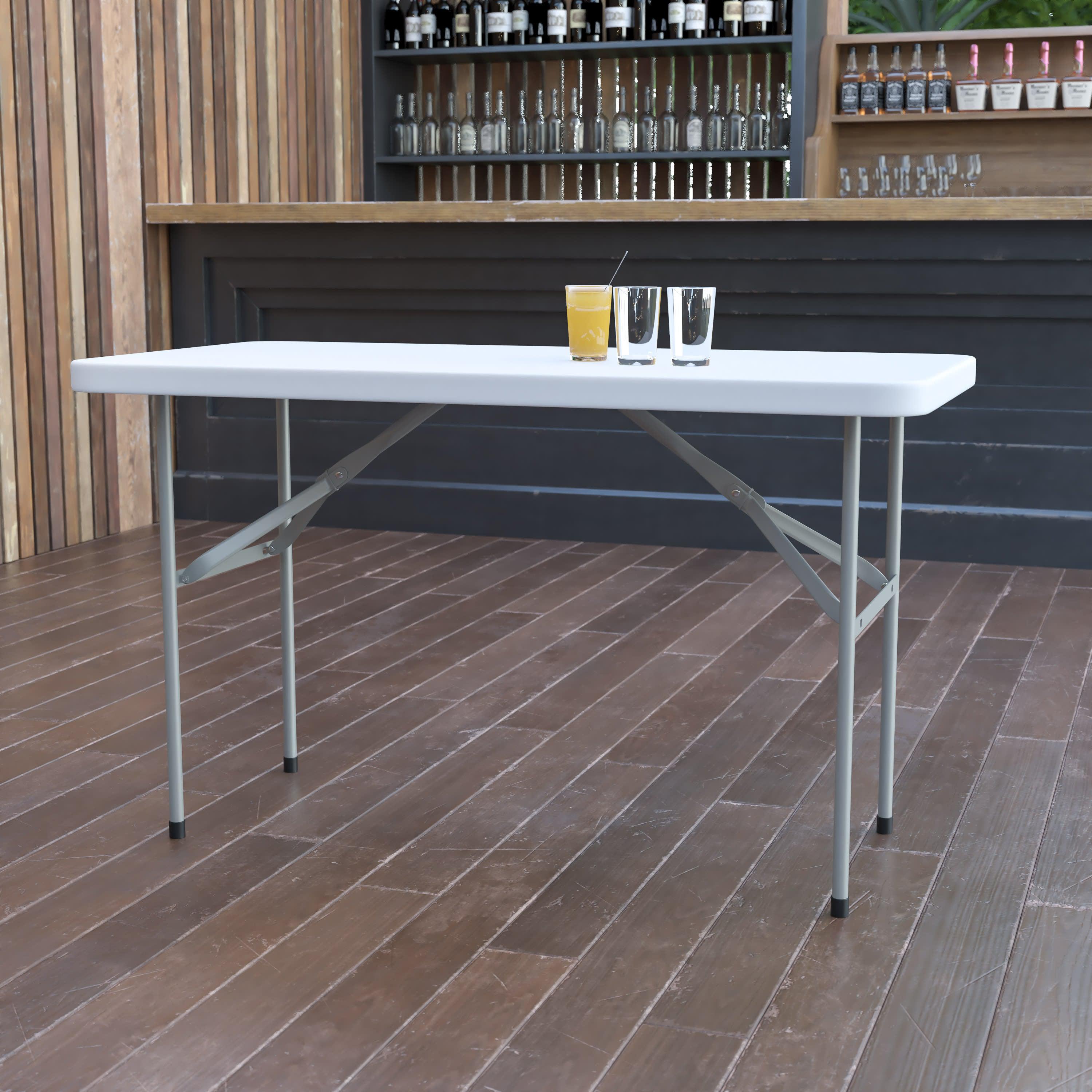 FLASH 4-Foot Plastic Folding Table Commercial Grade White
