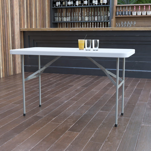 FLASH 4-Foot Plastic Folding Table Commercial Grade White
