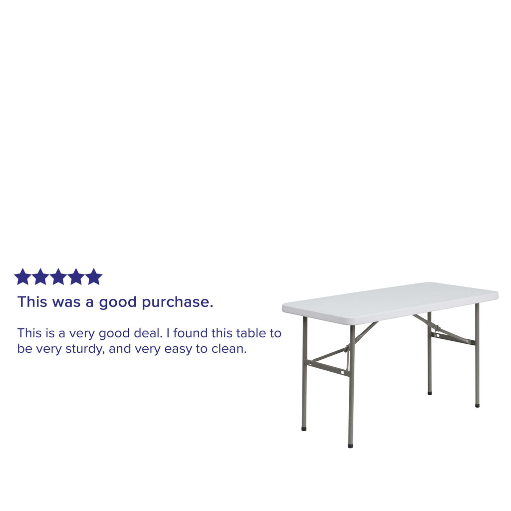 FLASH 4-Foot Plastic Folding Table Commercial Grade White
