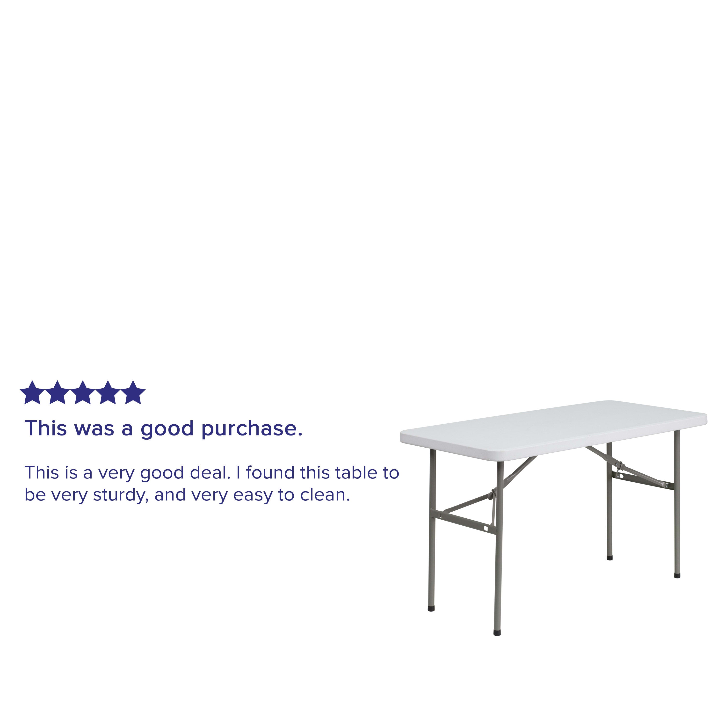 FLASH 4-Foot Plastic Folding Table Commercial Grade White