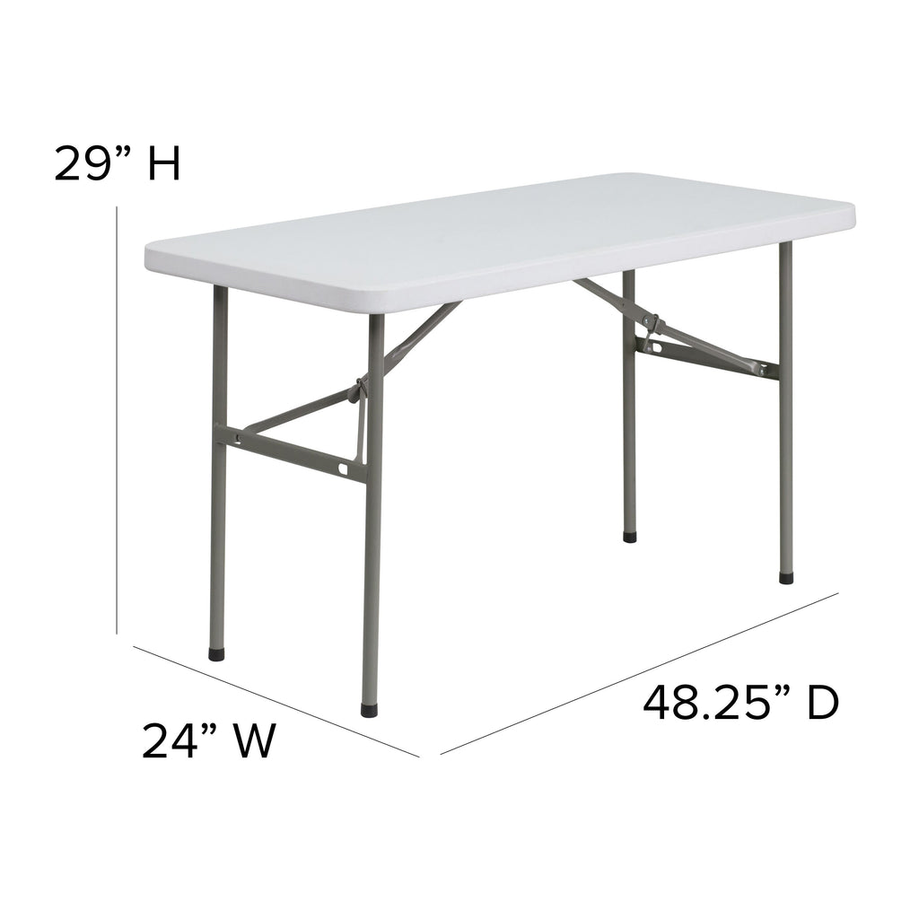 FLASH 4-Foot Plastic Folding Table Commercial Grade White