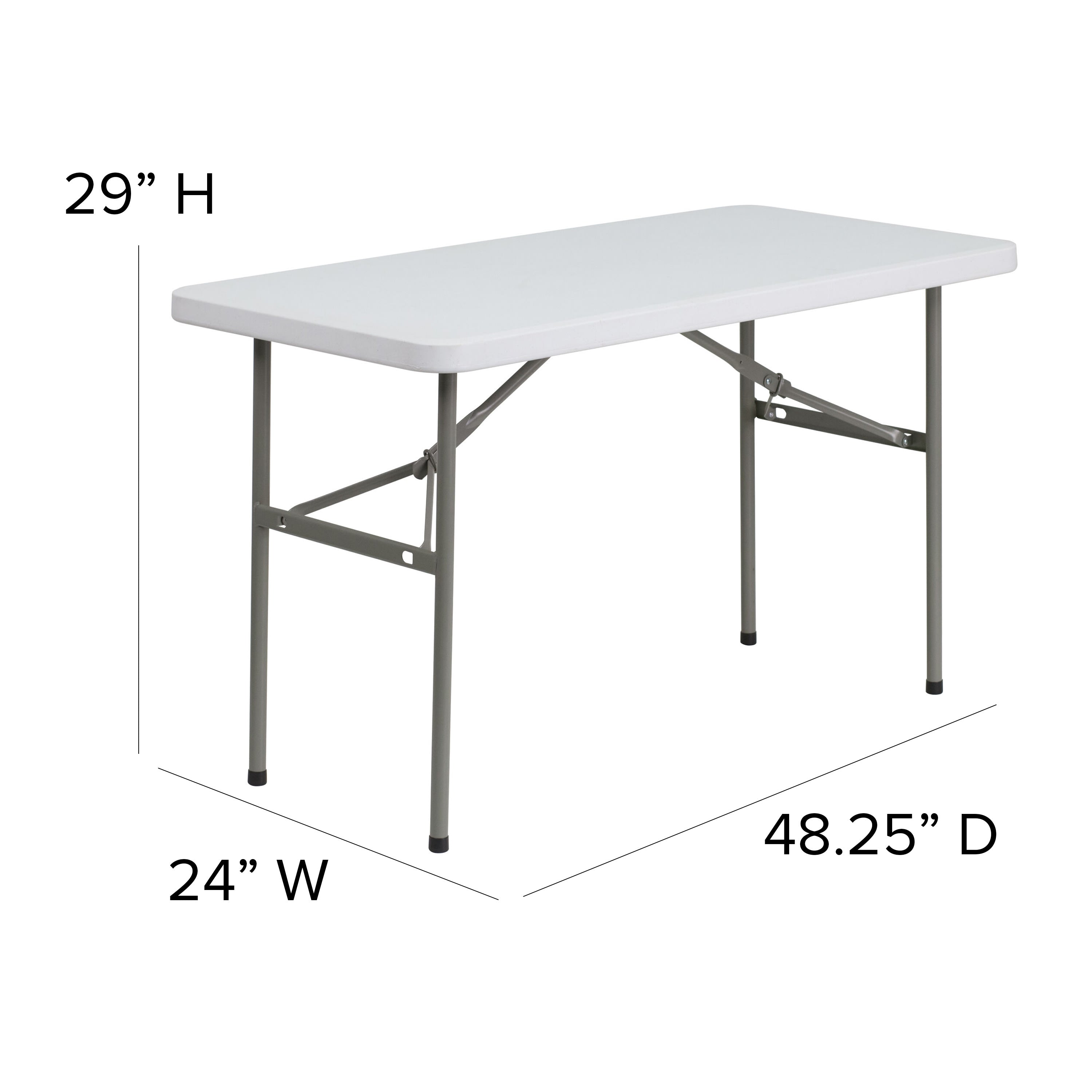 FLASH 4-Foot Plastic Folding Table Commercial Grade White